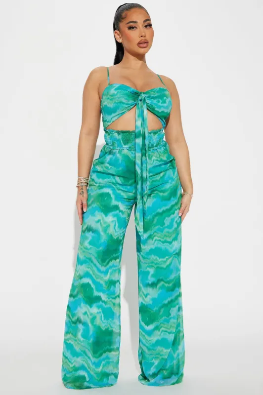 Bali Trip Jumpsuit - Green/combo sold by Fashion Nova