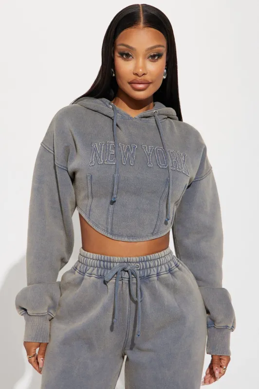 New York Hustle Washed Hoodie - Grey/combo sold by Fashion Nova