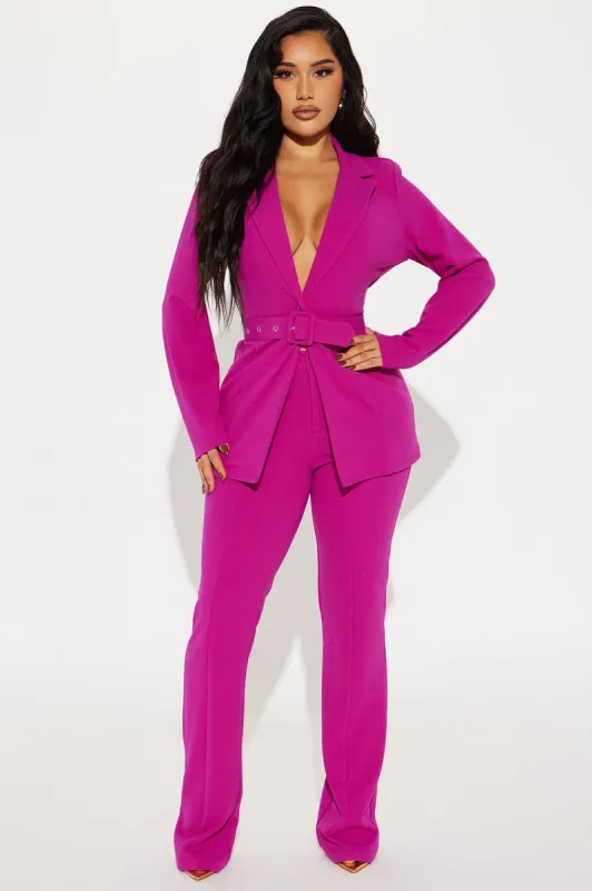 True Leader Blazer Pant Set - Magenta sold by Fashion Nova