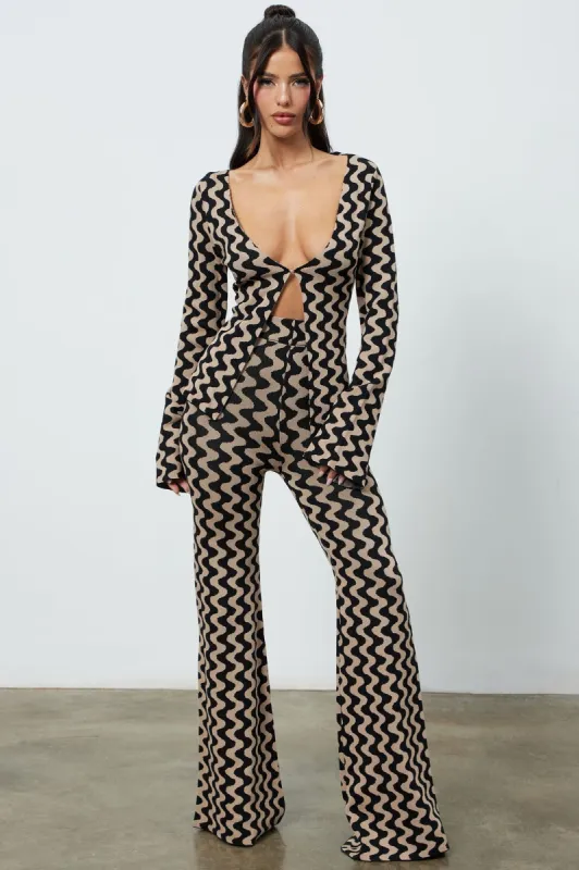 Groovy Babe Sweater Pant Set - Black/combo sold by Fashion Nova