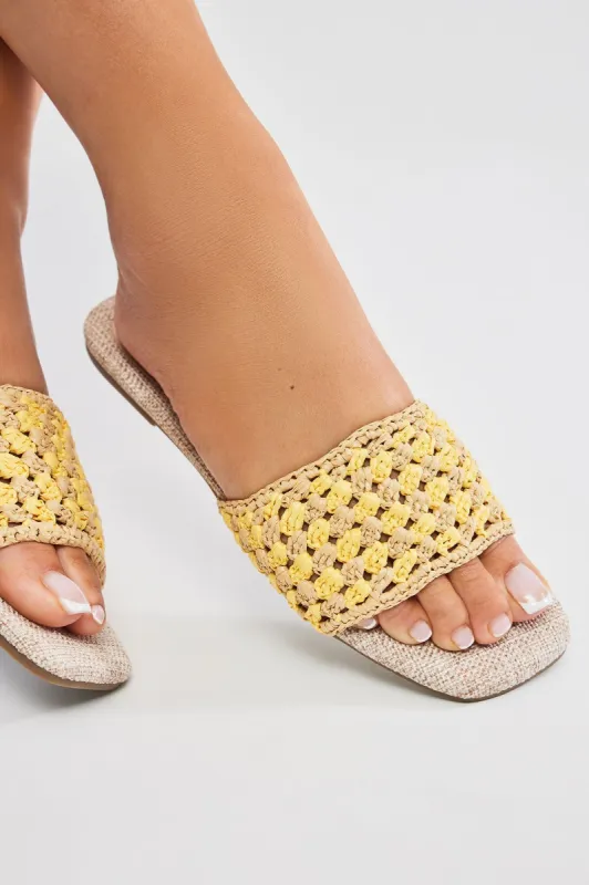 Hot Days Flat Sandals - Yellow sold by Fashion Nova