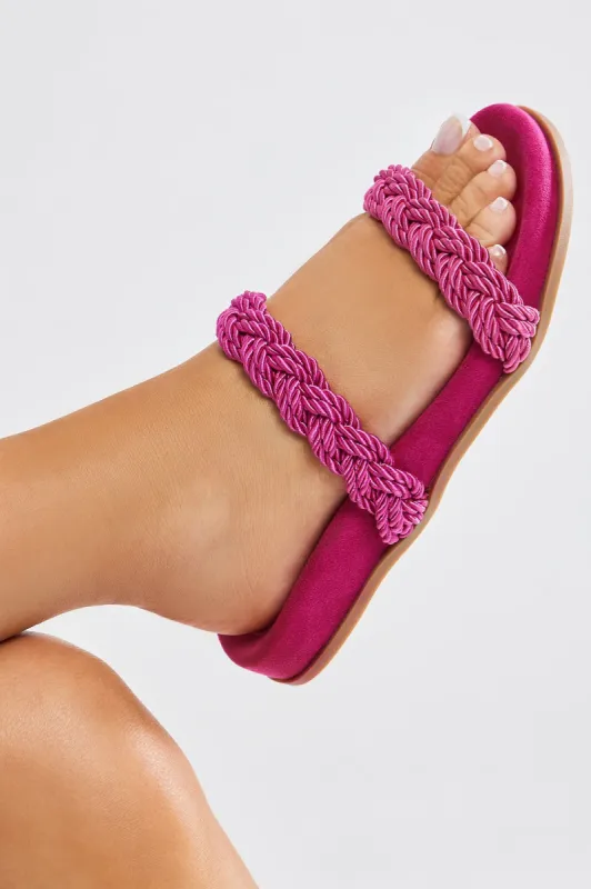 No Fake Friends Flat Sandals - Pink sold by Fashion Nova