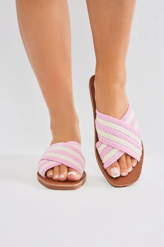 More To It Crochet Flat Sandals - Pink sold by Fashion Nova