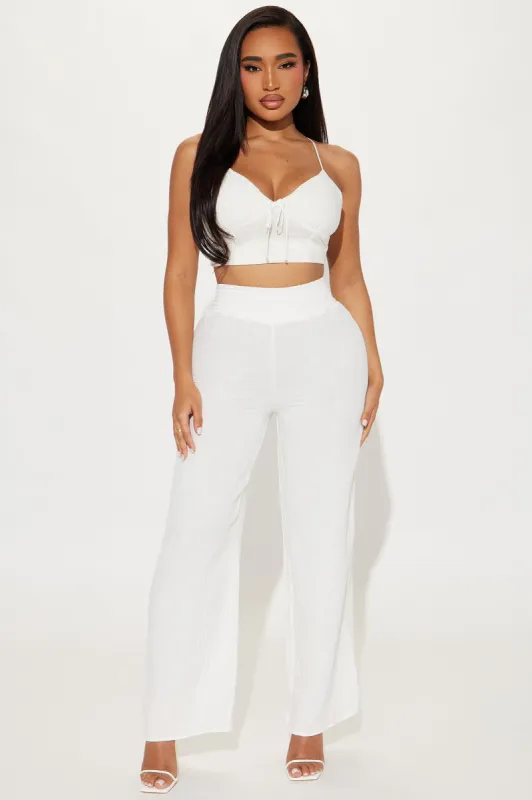 On My Vacation Gauze Pant - White sold by Fashion Nova