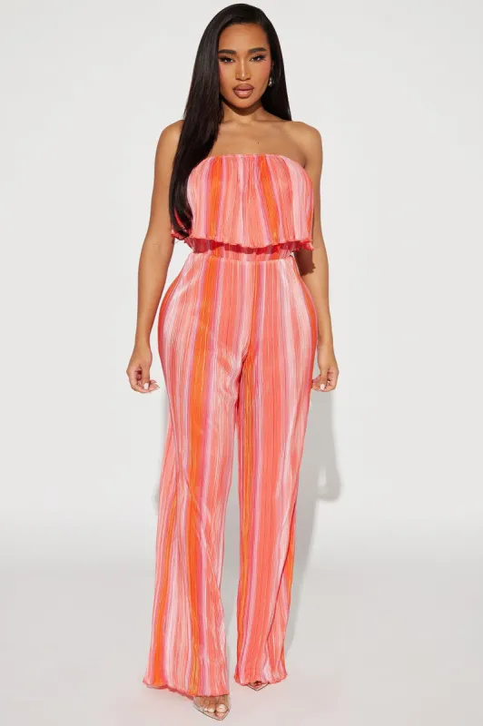 Bring The Sunshine Jumpsuit - Red/combo sold by Fashion Nova