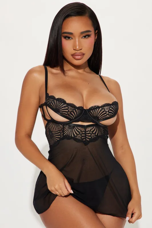Sneak A Peek Babydoll - Black sold by Fashion Nova