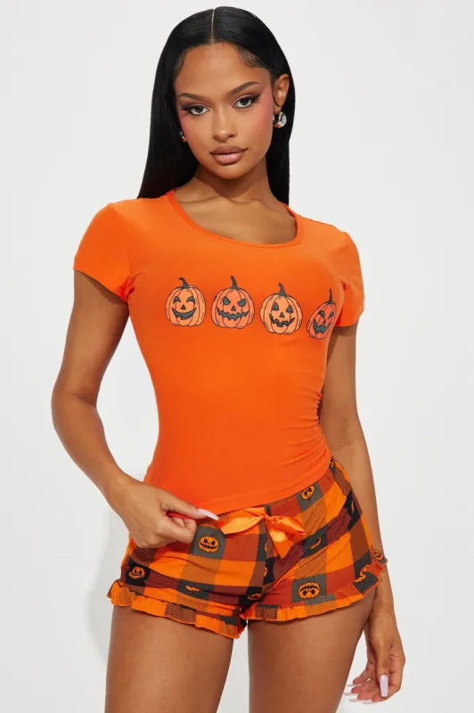 Feeling Pumptastic PJ Short Set - Orange sold by Fashion Nova