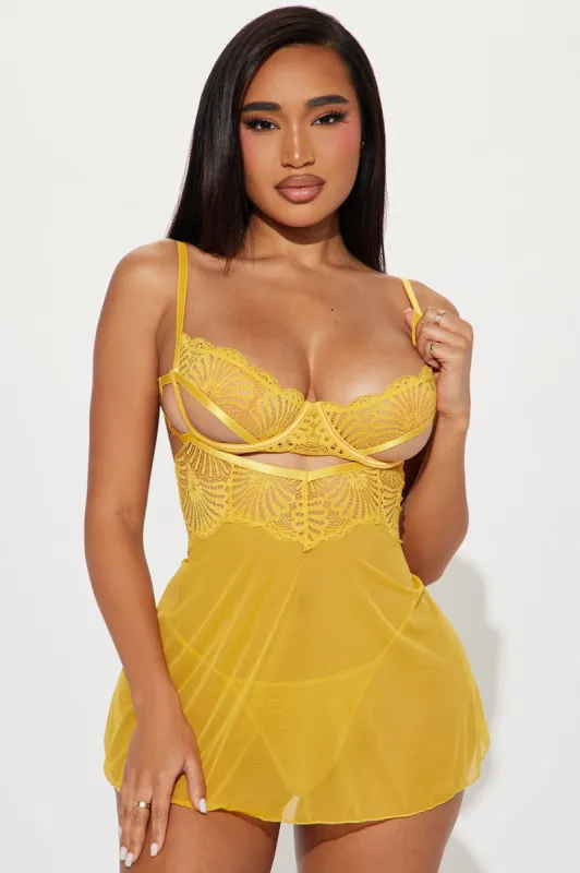 Sneak A Peek Babydoll - Yellow sold by Fashion Nova