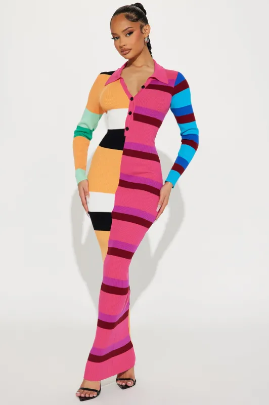 Peri Striped Sweater Maxi Dress - Multi Color sold by Fashion Nova