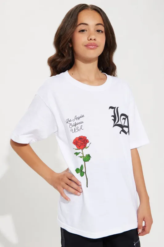 Mini LA Rose Graphic Tee - White sold by Fashion Nova
