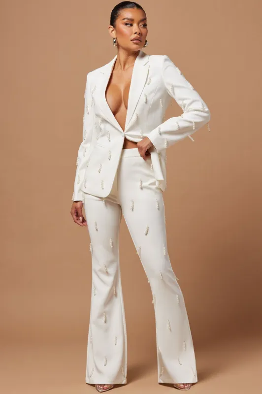 Bella Embellished Pant - Ivory sold by Fashion Nova