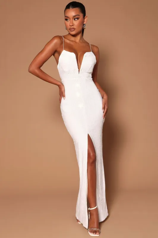 Corinne Sequin Maxi Dress - White sold by Fashion Nova
