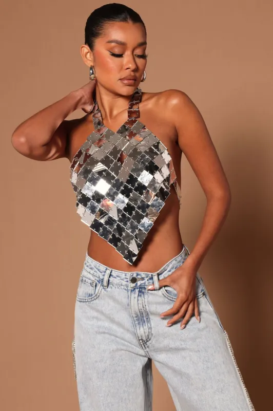 The Diva Mirror Top - Silver sold by Fashion Nova
