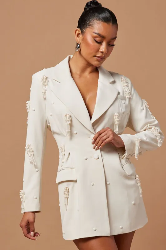 Jamie Embellished Blazer - Champagne sold by Fashion Nova