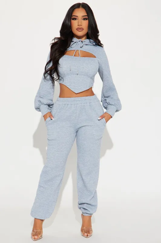 Amalia Textured Jogger Set - Heather Grey sold by Fashion Nova