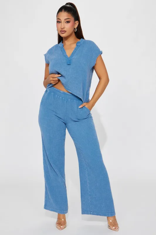 Abby Washed Pant Set - Light Blue sold by Fashion Nova