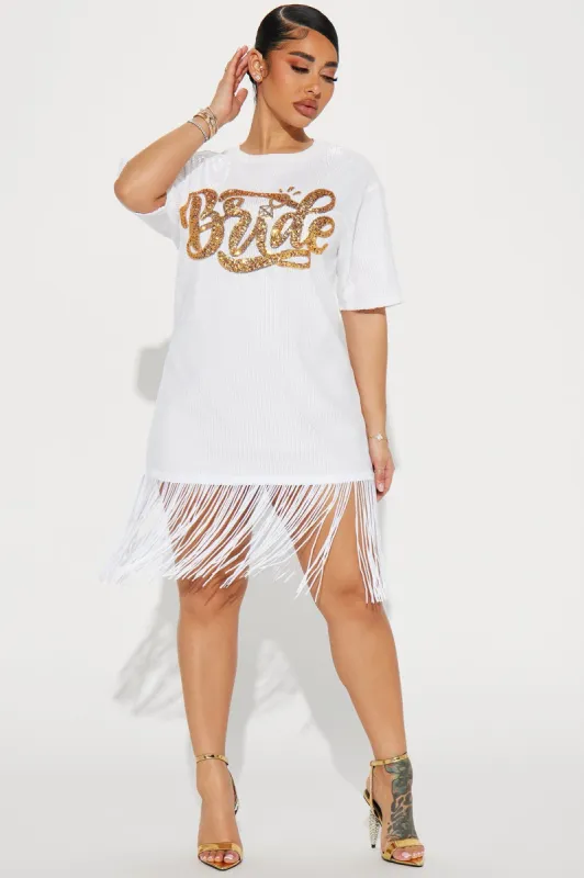 Bride Sequin Mini Dress - Gold/combo sold by Fashion Nova