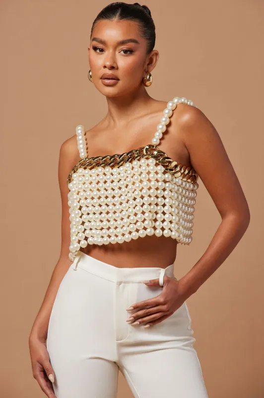 Sharon Pearl Top - Ivory sold by Fashion Nova