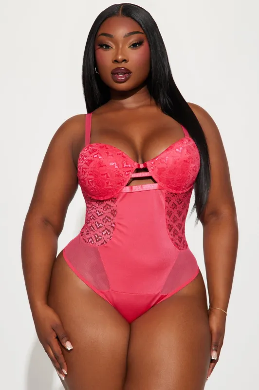 You're All Mine Lace Teddy - Pink sold by Fashion Nova