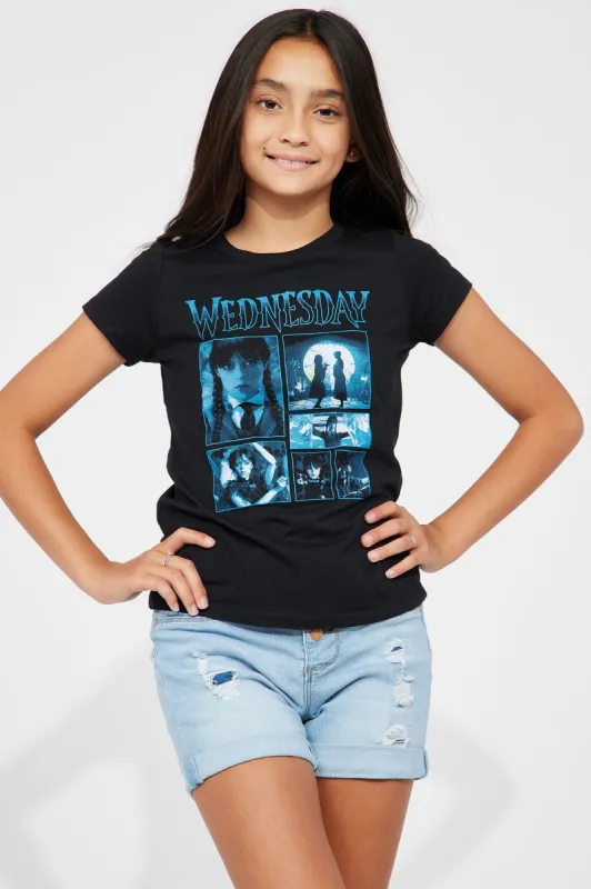 Mini Dancing Wednesday Addams Screen Tee - Black sold by Fashion Nova