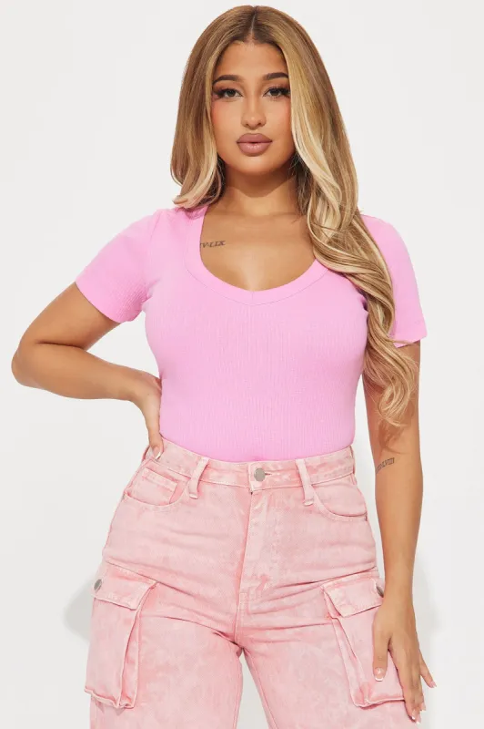 Irene Ribbed Baby Tee - Pink sold by Fashion Nova