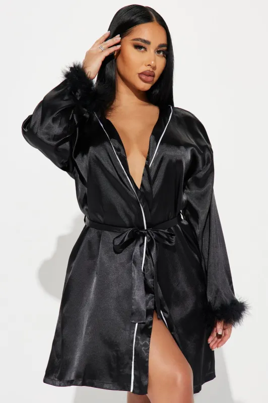 Sweet Dreams Satin PJ Robe - Black sold by Fashion Nova