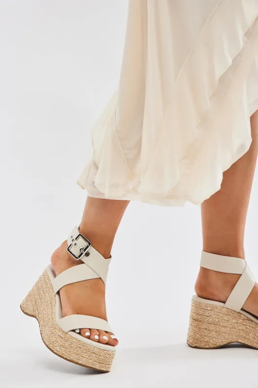 Lainey Platform Wedges - Off White sold by Fashion Nova