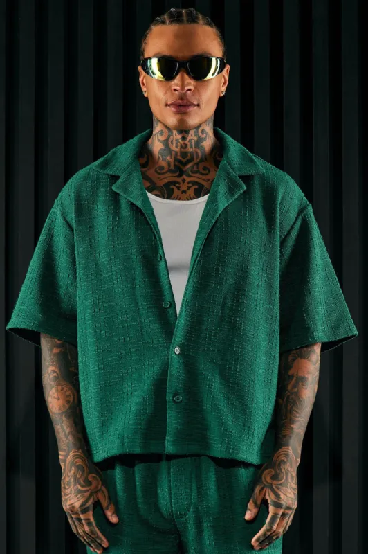 Jordan Textured Button Up Shirt - Green sold by Fashion Nova