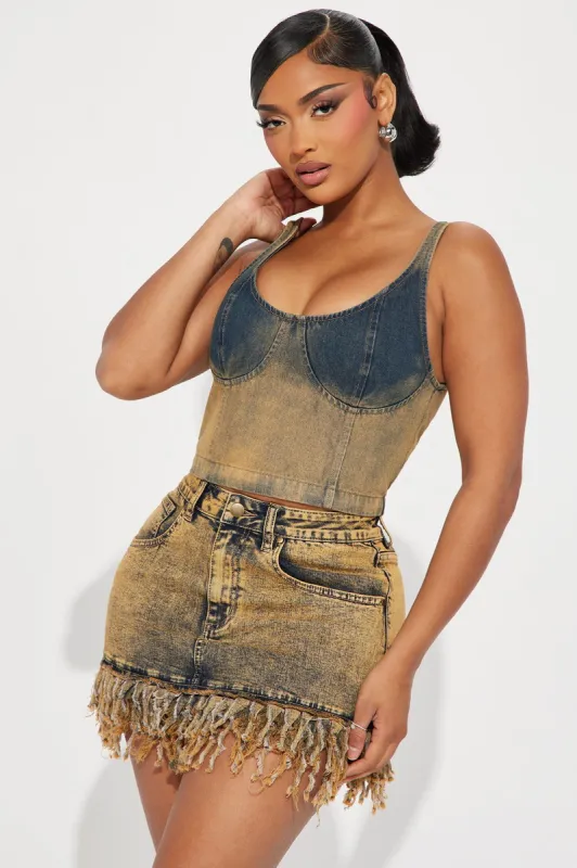 Mathilda Washed Denim Top - Vintage Wash sold by Fashion Nova