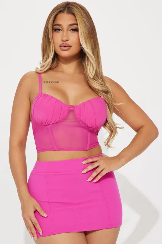 Jalisa Mesh Corset Top - Fuchsia sold by Fashion Nova
