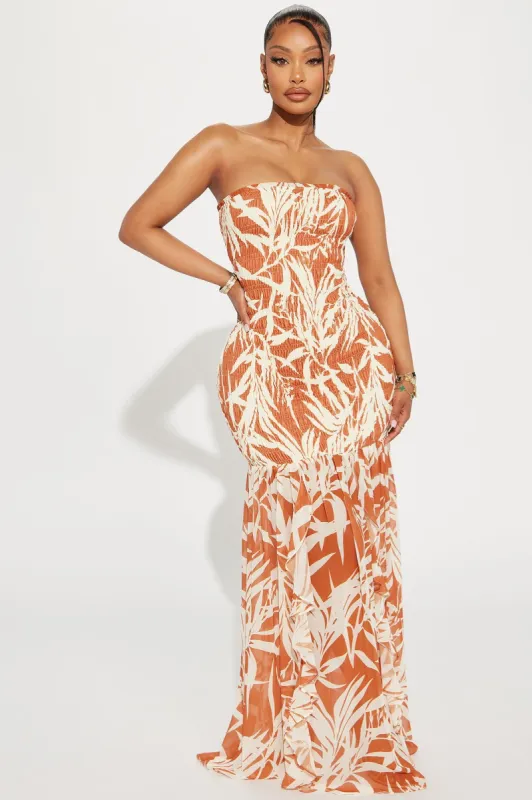 Amaya Tropical Maxi Dress - Cognac sold by Fashion Nova