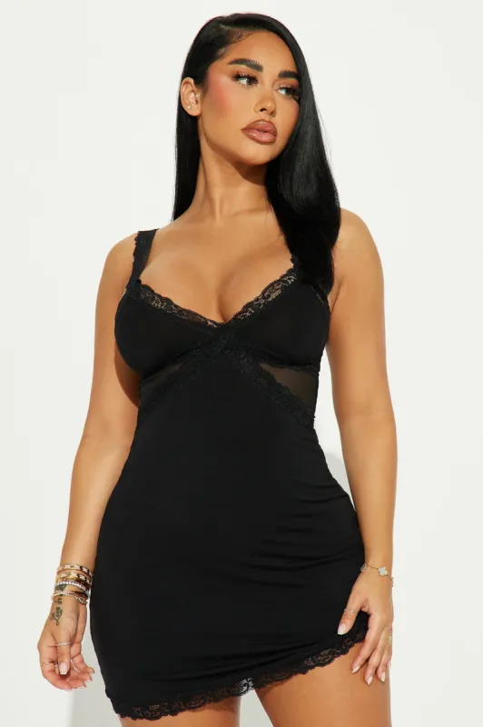 Sultry And Sweet Sleep Cami Dress - Black sold by Fashion Nova