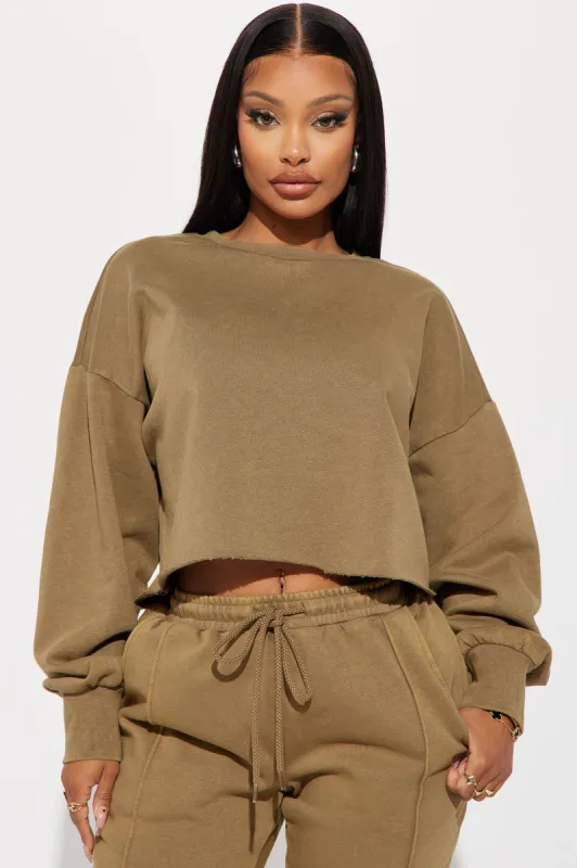 Chill Out Lounge Sweatshirt - Olive sold by Fashion Nova