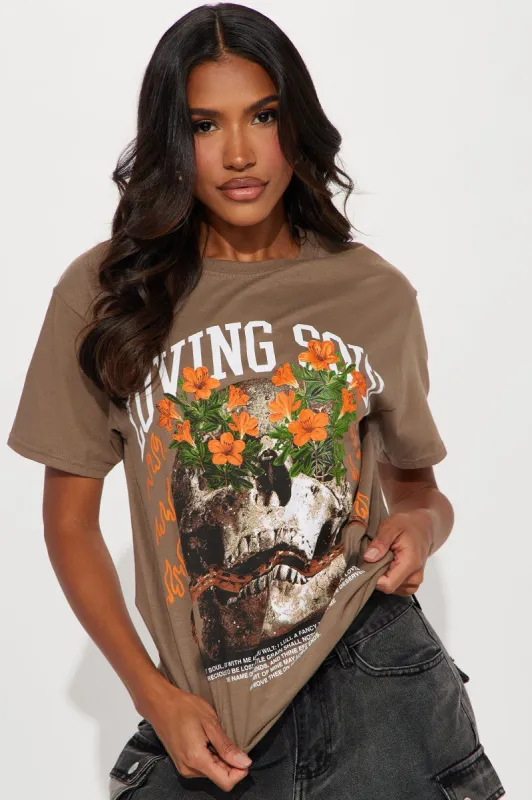 Loving Soul Skull Graphic Tee - Mocha sold by Fashion Nova