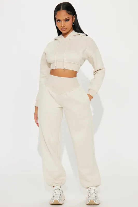 Nikkie Fleece Jogger Set - Cream sold by Fashion Nova