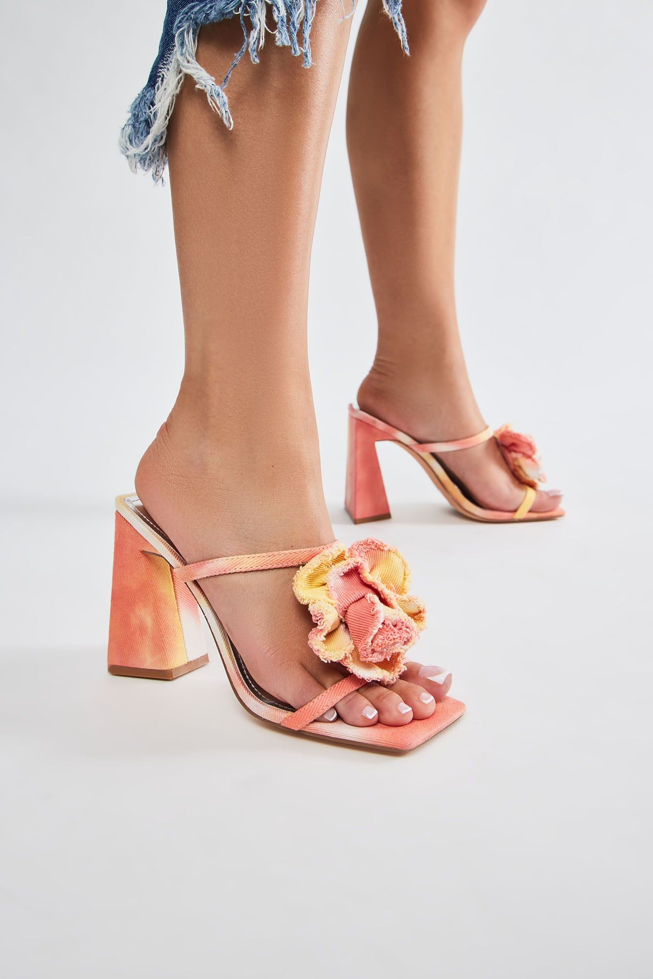 Keep It Cute Flower Mules - Orange/combo sold by Fashion Nova product image thumbnail 2