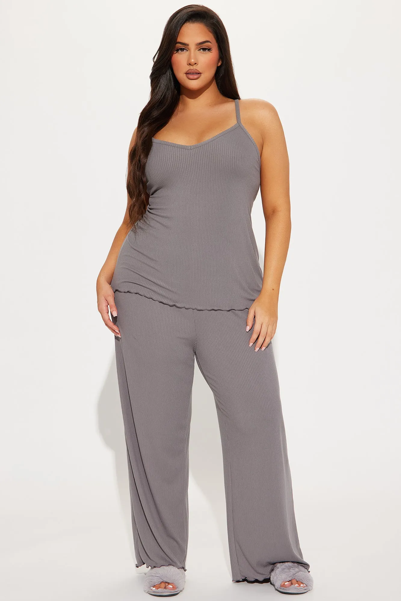 Comfy Mood Ribbed PJ Pant Set - Charcoal sold by Fashion Nova product image thumbnail 4