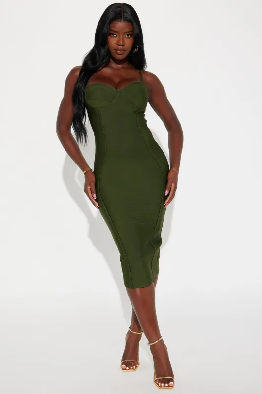 Becky Bandage Midi Dress - Olive sold by Fashion Nova