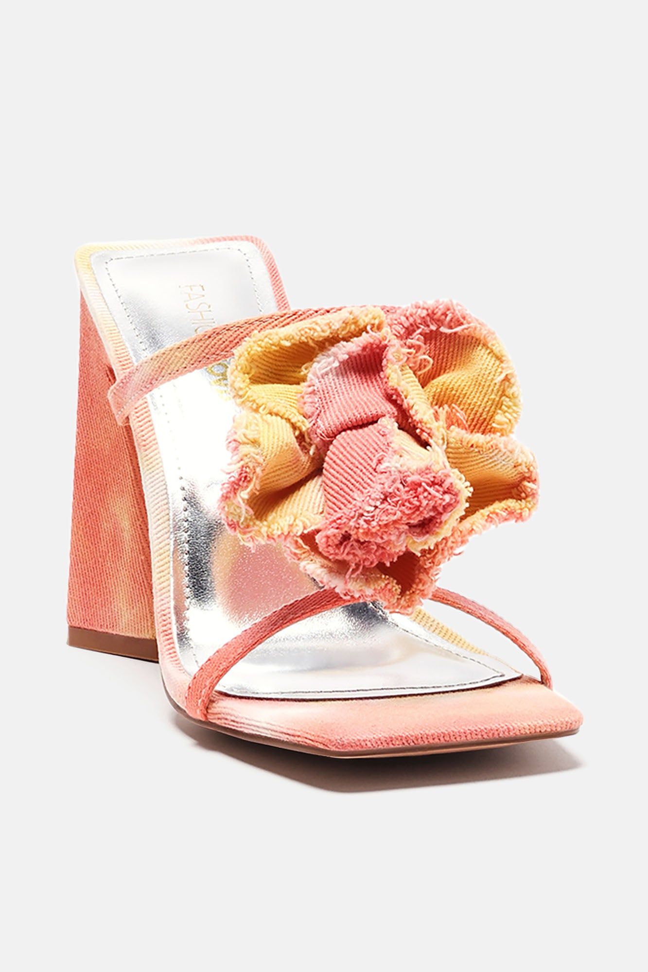 Keep It Cute Flower Mules - Orange/combo sold by Fashion Nova product image thumbnail 3