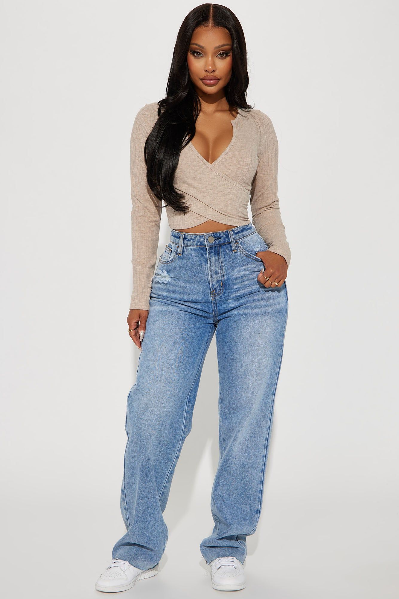 Katrina Long Sleeve Crop Top - Taupe sold by Fashion Nova product image thumbnail 2