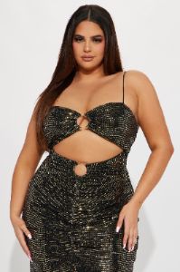 Virginia Sequin Maxi Dress - Gold sold by Fashion Nova