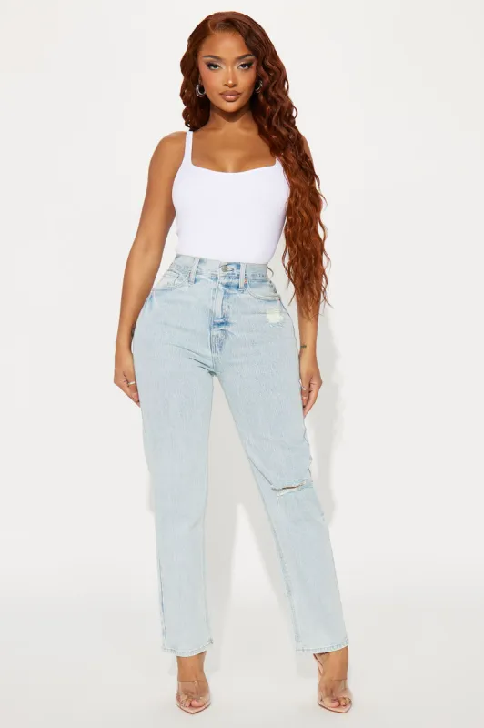 Skipped A Beat Cropped Straight Leg Jeans - Light Wash sold by Fashion Nova