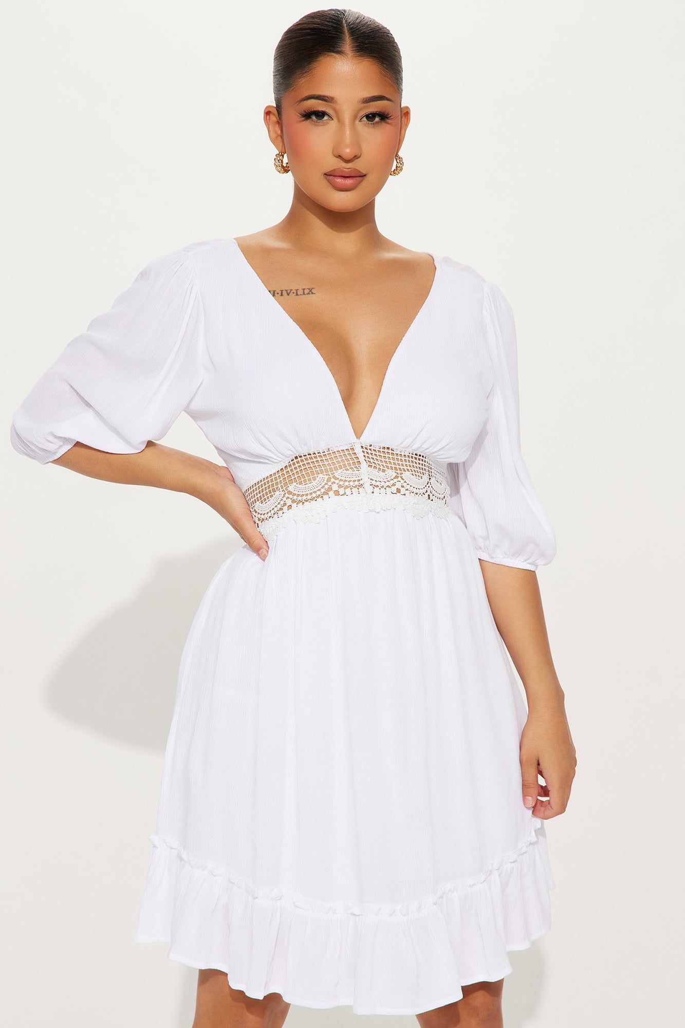 Chloe Mini Dress - White sold by Fashion Nova