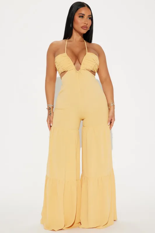 Sunny Sky Jumpsuit - Mustard sold by Fashion Nova