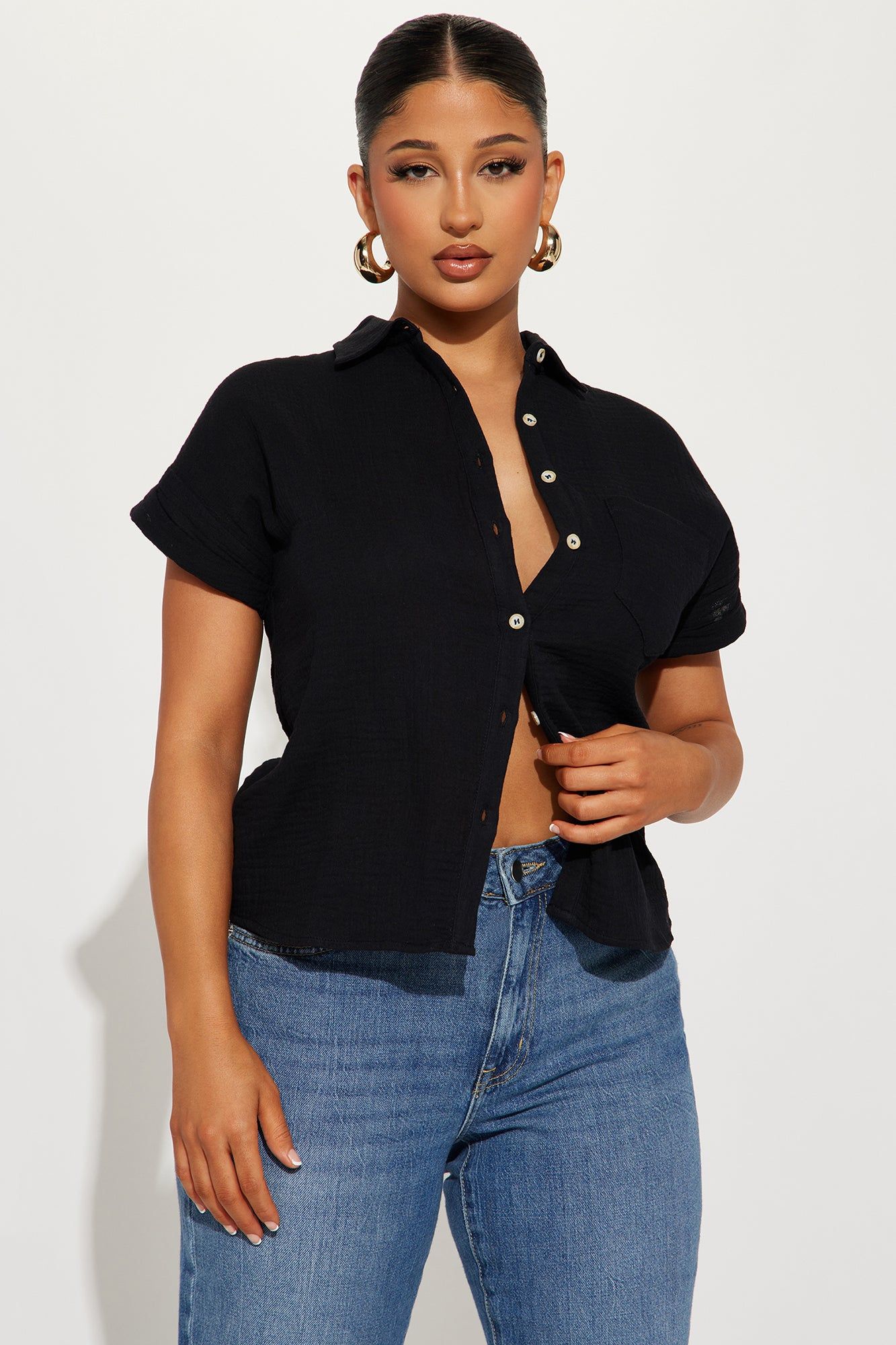 Polly Shirt - Black sold by Fashion Nova