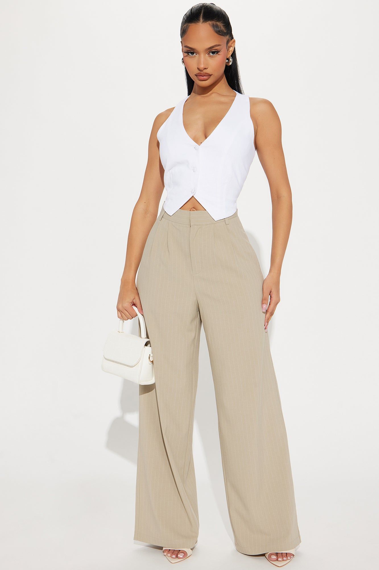 Show And Tell Linen Vest Top - White sold by Fashion Nova product image thumbnail 2