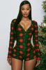 Santa's Fave PJ Romper Onesie - Red/combo sold by Fashion Nova