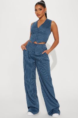 Meeting Time Vest Pant Set - Blue sold by Fashion Nova