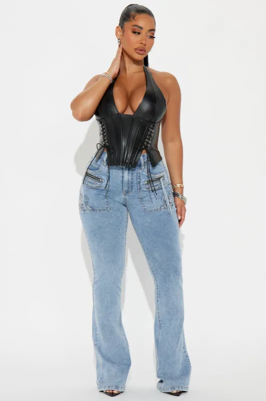 Get Through It Stretch Bootcut Jeans - Light Wash sold by Fashion Nova