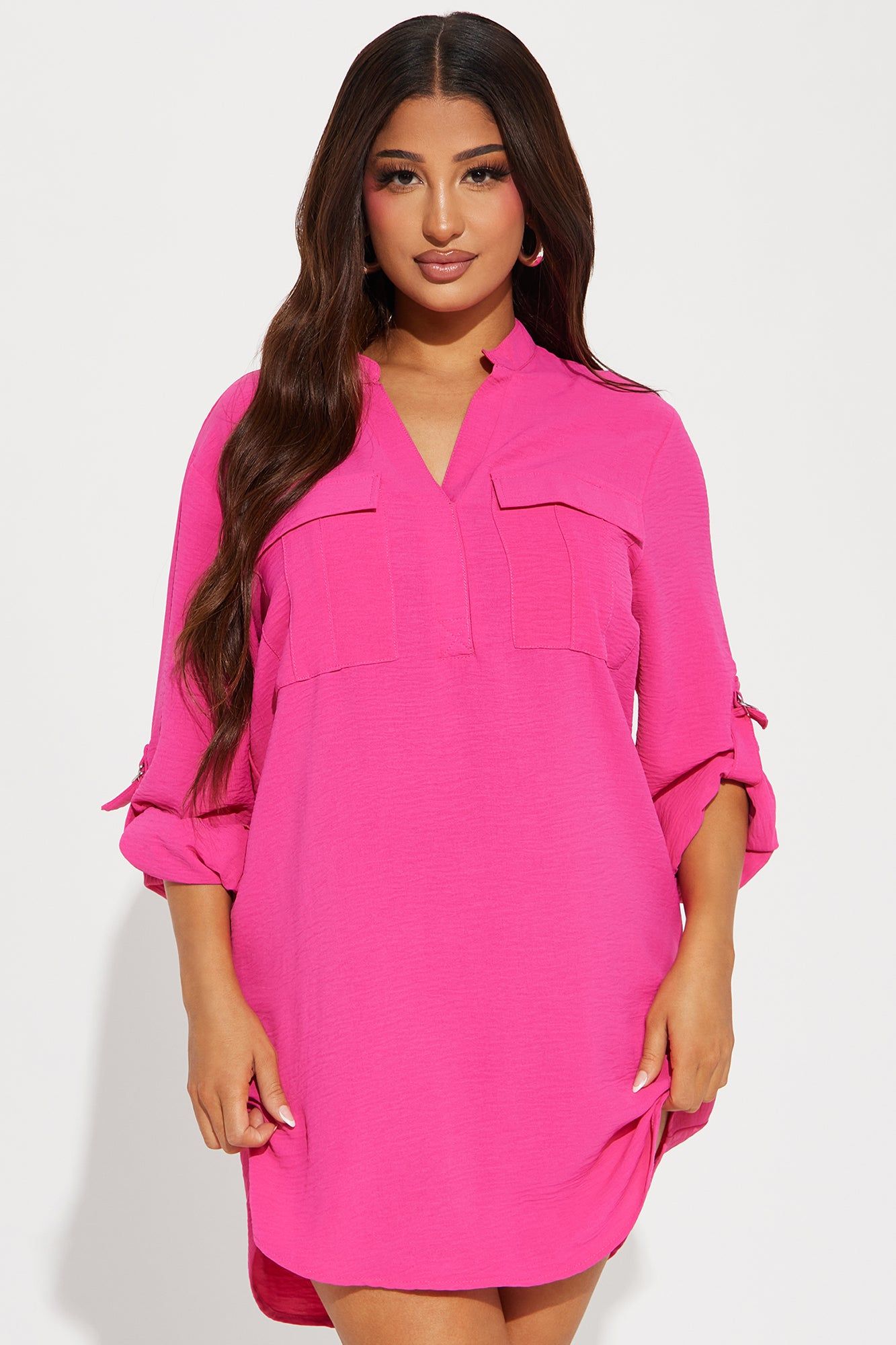 Jennifer Mini Shirt Dress - Magenta sold by Fashion Nova product image thumbnail 2